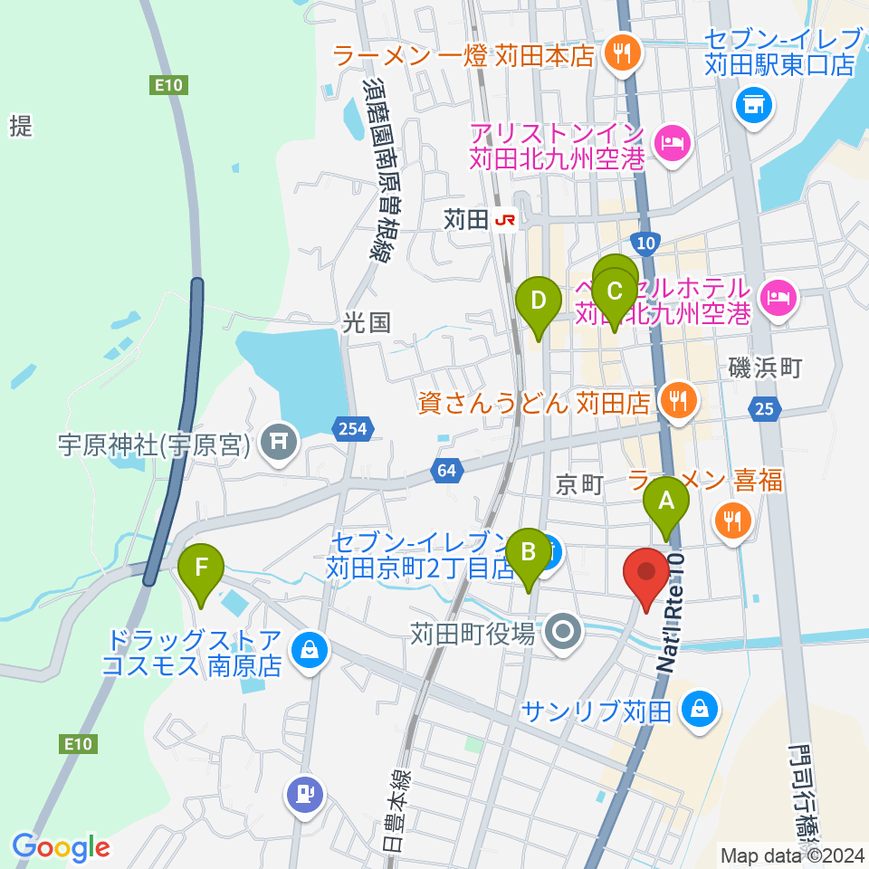 苅田町立中央公民館周辺のカフェ一覧地図