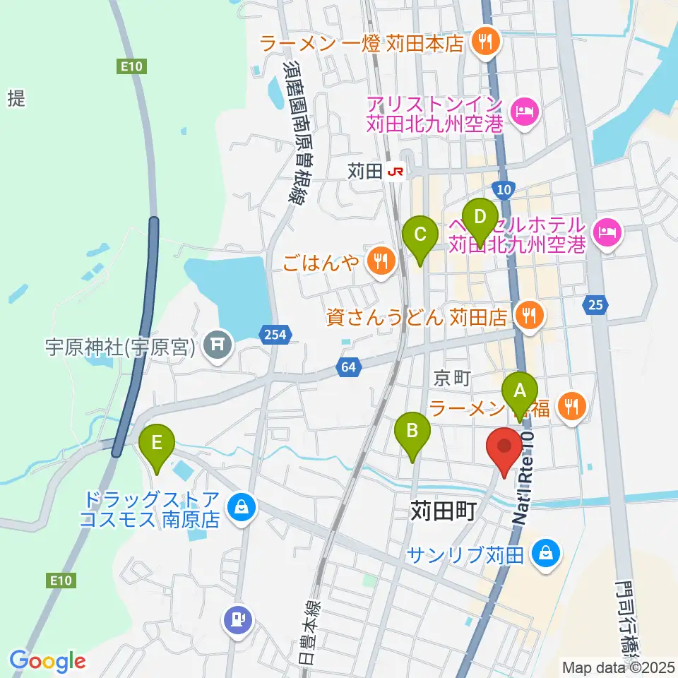 苅田町立中央公民館周辺のカフェ一覧地図