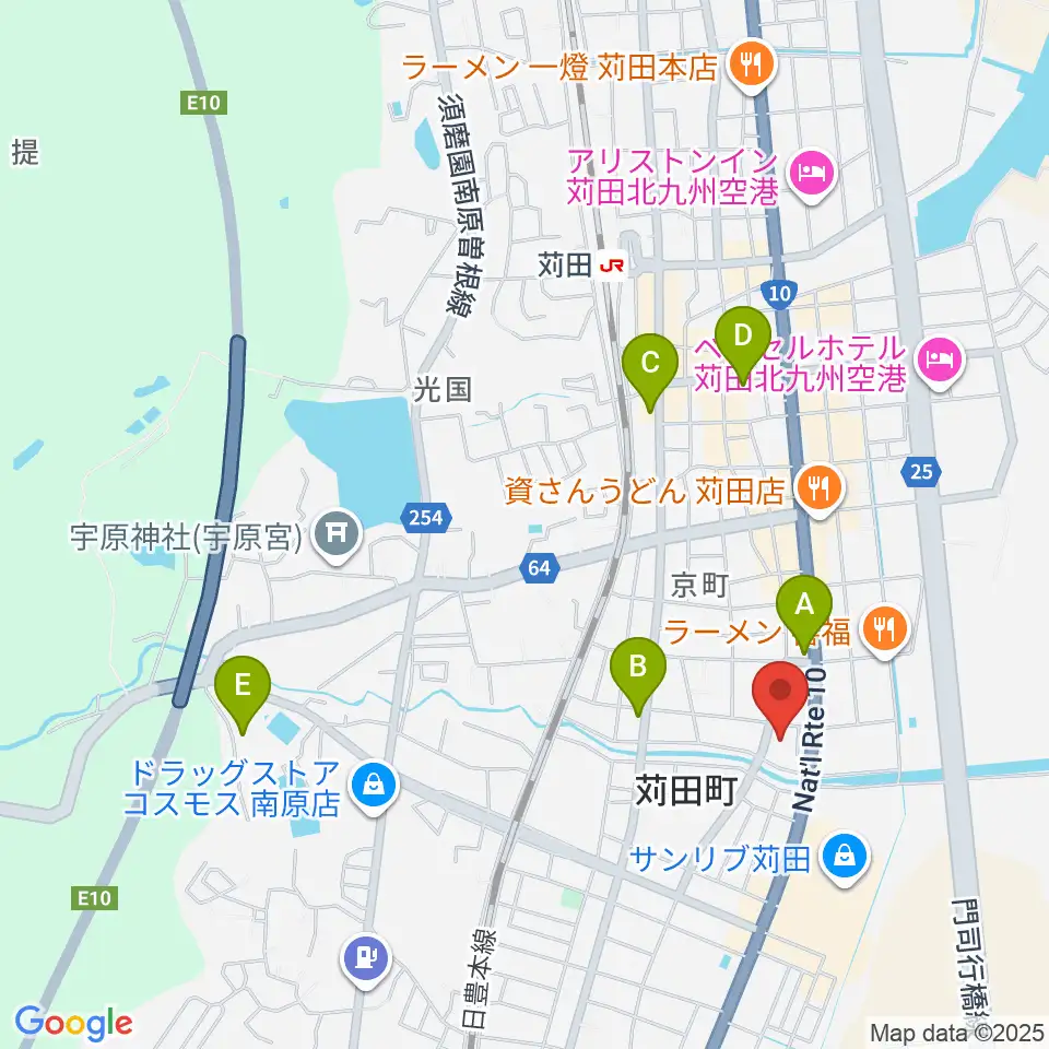苅田町立中央公民館周辺のカフェ一覧地図