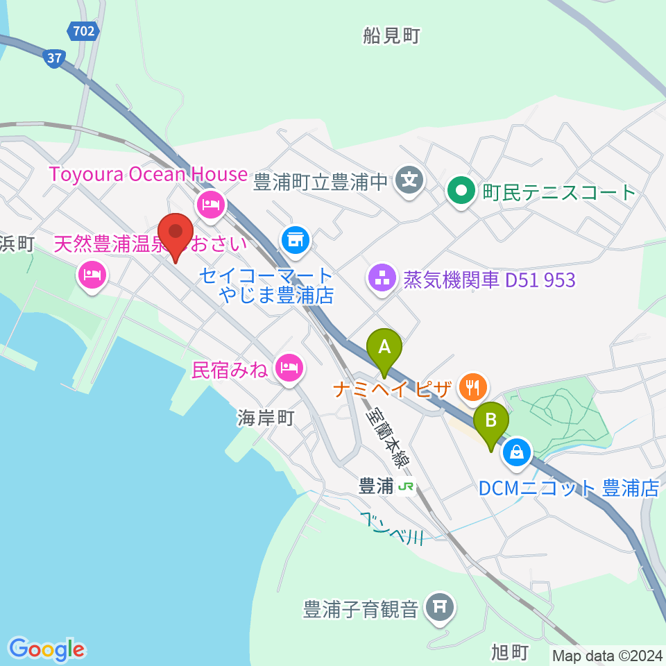 豊浦町地域交流センター とわにー周辺のカフェ一覧地図