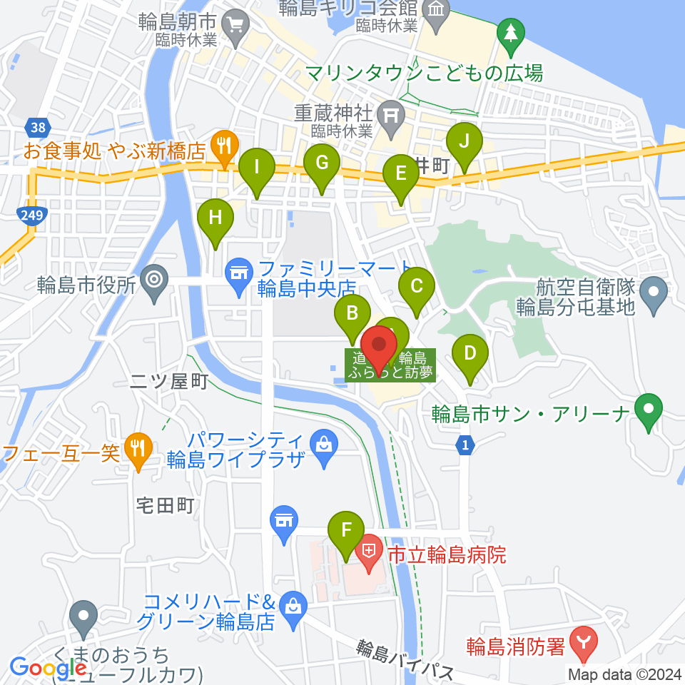 輪島市文化会館周辺のカフェ一覧地図