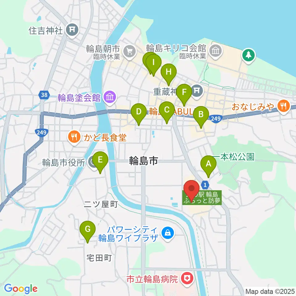 輪島市文化会館周辺のカフェ一覧地図