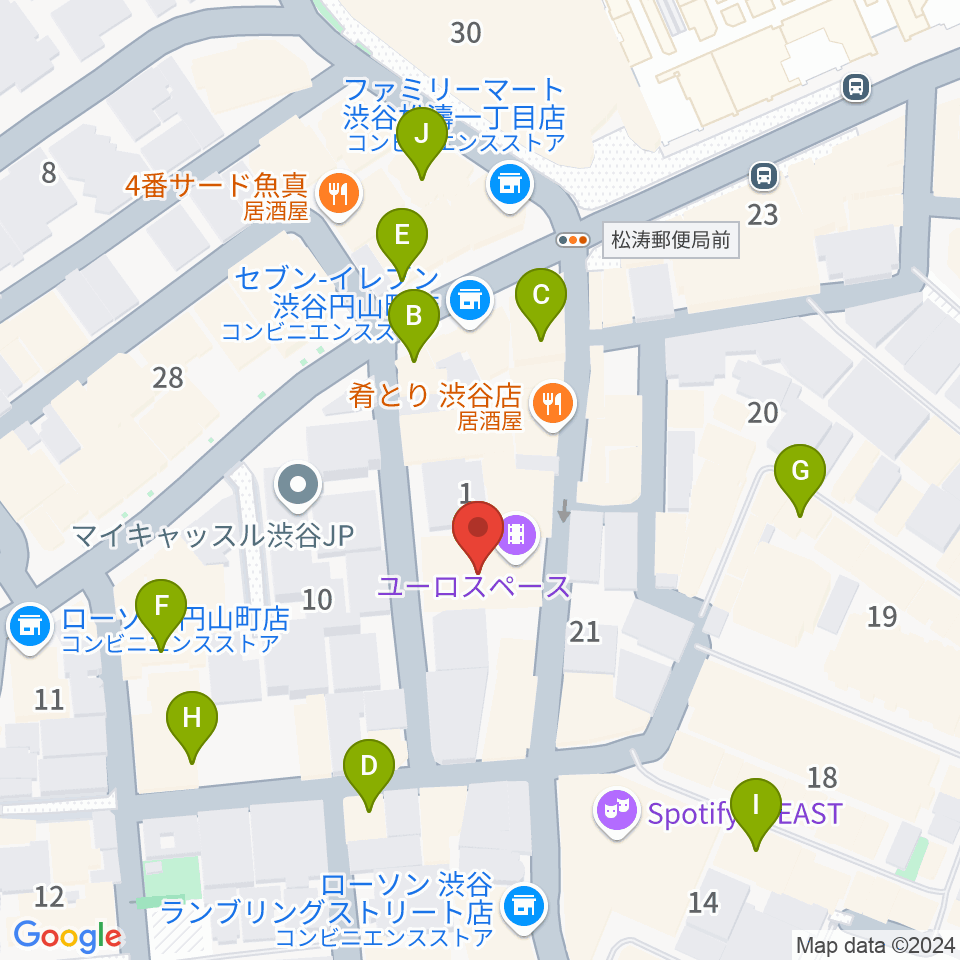 シネマヴェーラ渋谷周辺のカフェ一覧地図