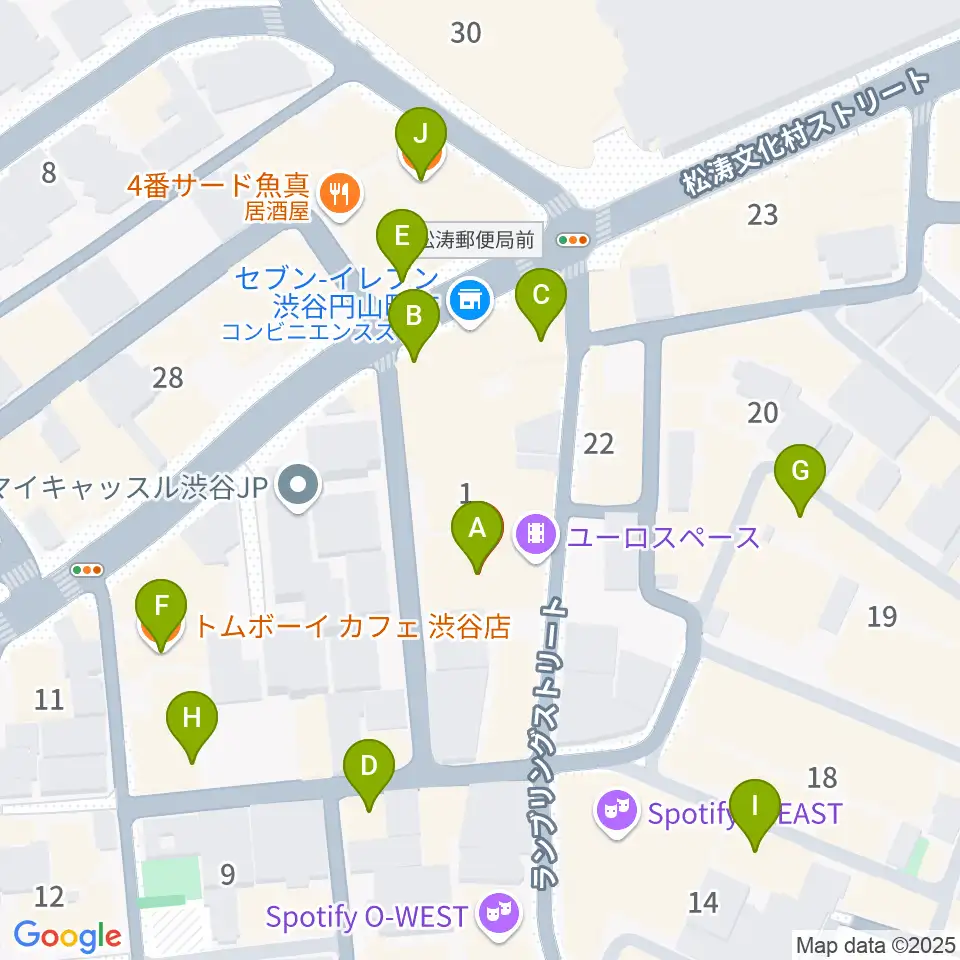 シネマヴェーラ渋谷周辺のカフェ一覧地図