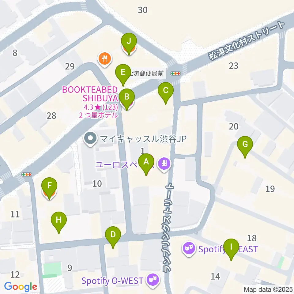 シネマヴェーラ渋谷周辺のカフェ一覧地図