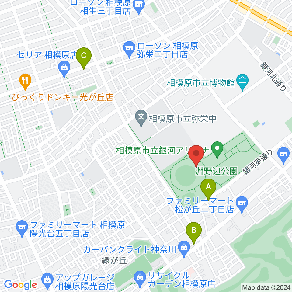 サーティーフォー相模原球場周辺のカフェ一覧地図