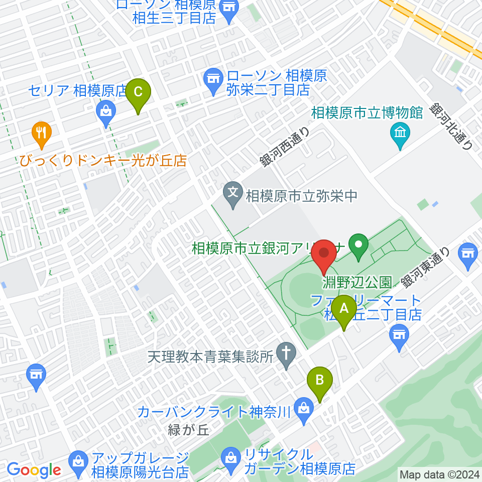 サーティーフォー相模原球場周辺のカフェ一覧地図