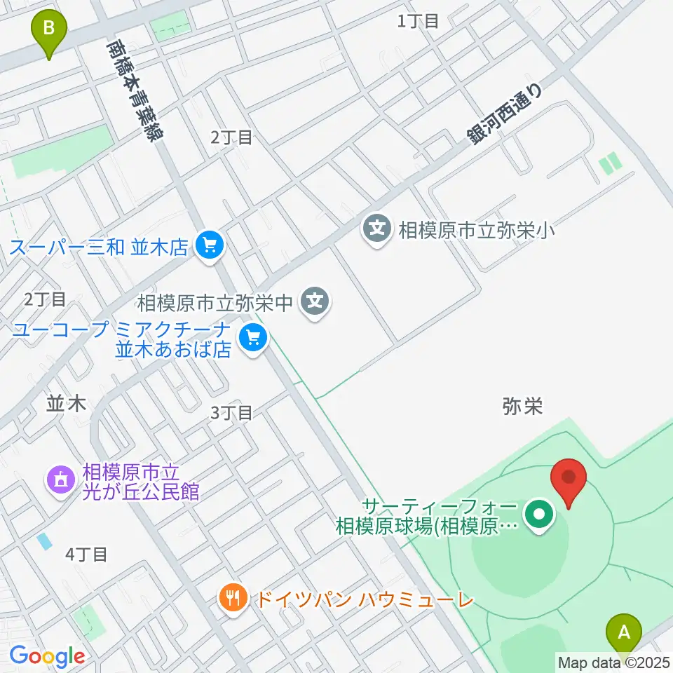 サーティーフォー相模原球場周辺のカフェ一覧地図