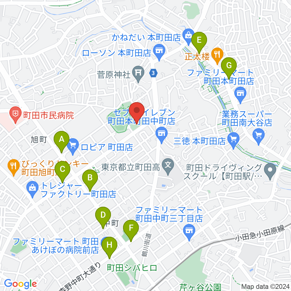 サン町田旭体育館周辺のカフェ一覧地図