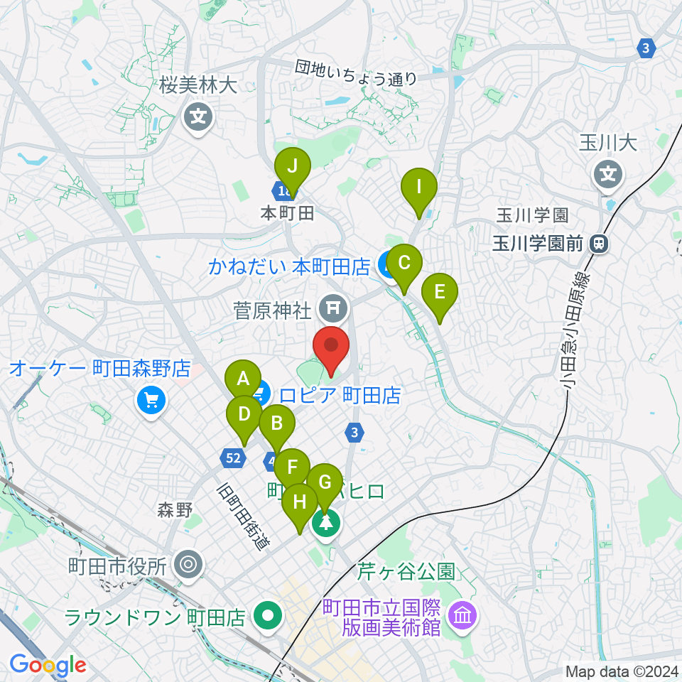 サン町田旭体育館周辺のカフェ一覧地図