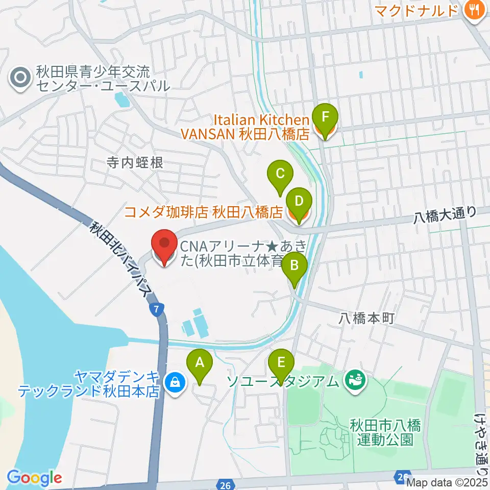 CNAアリーナ★あきた周辺のカフェ一覧地図