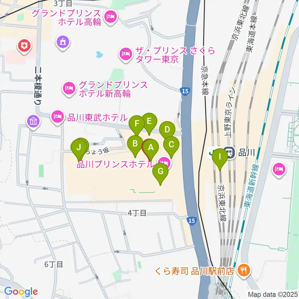 品川プリンスホテル クラブeX周辺のカフェ一覧地図