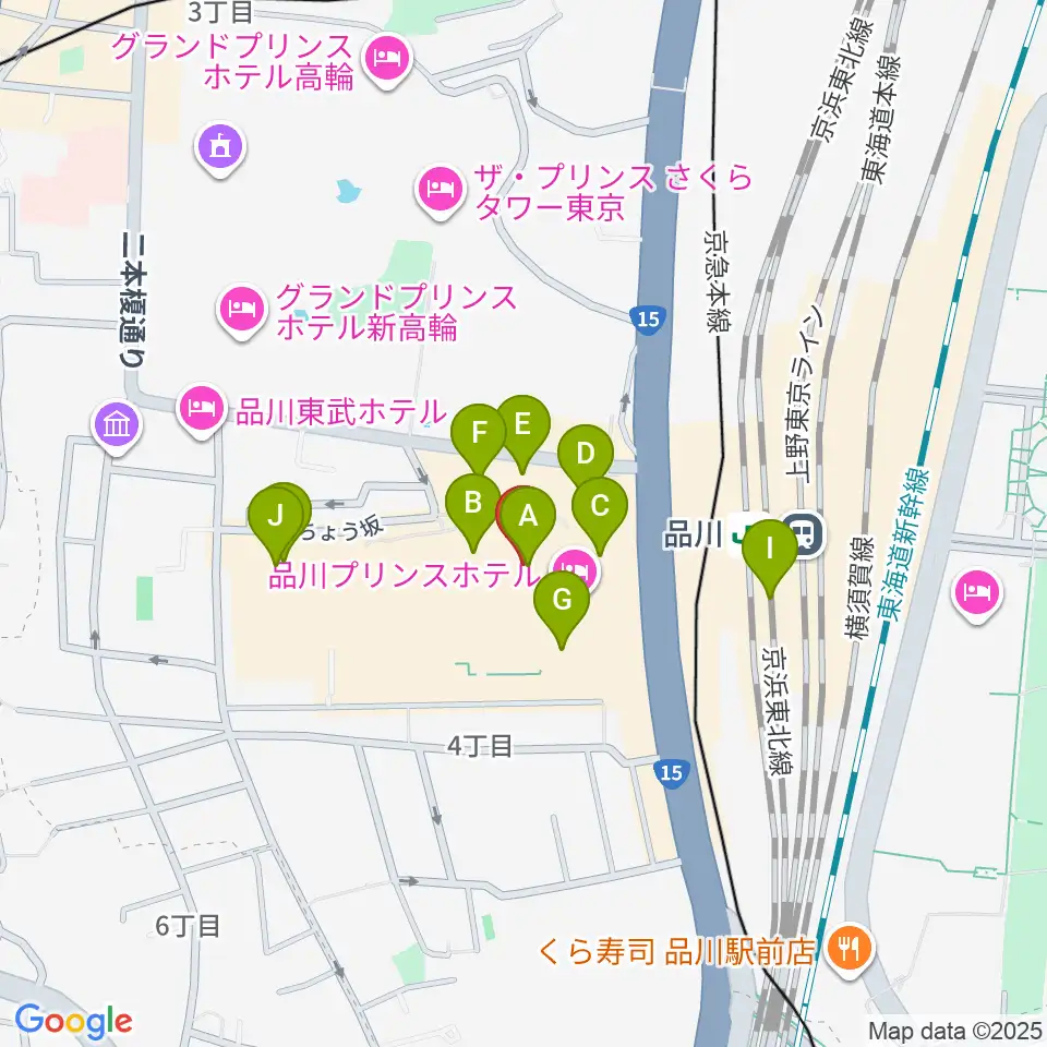 品川プリンスホテル クラブeX周辺のカフェ一覧地図