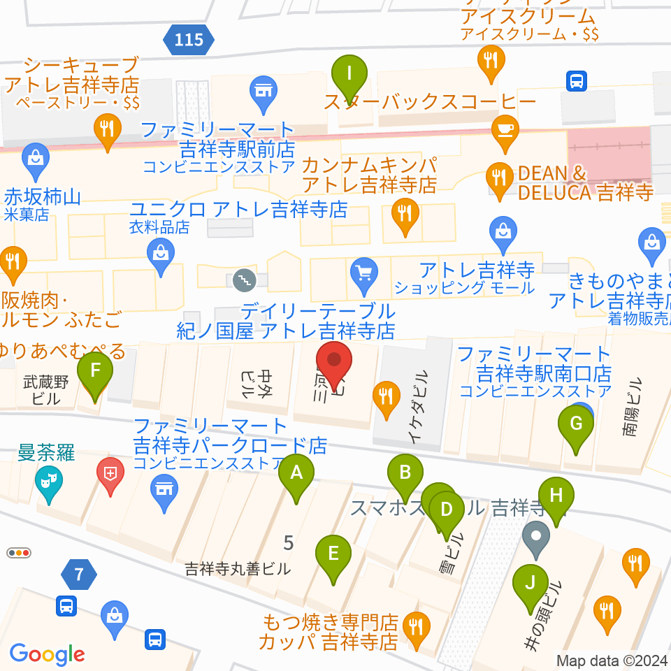吉祥寺DAYDREAM周辺のカフェ一覧地図