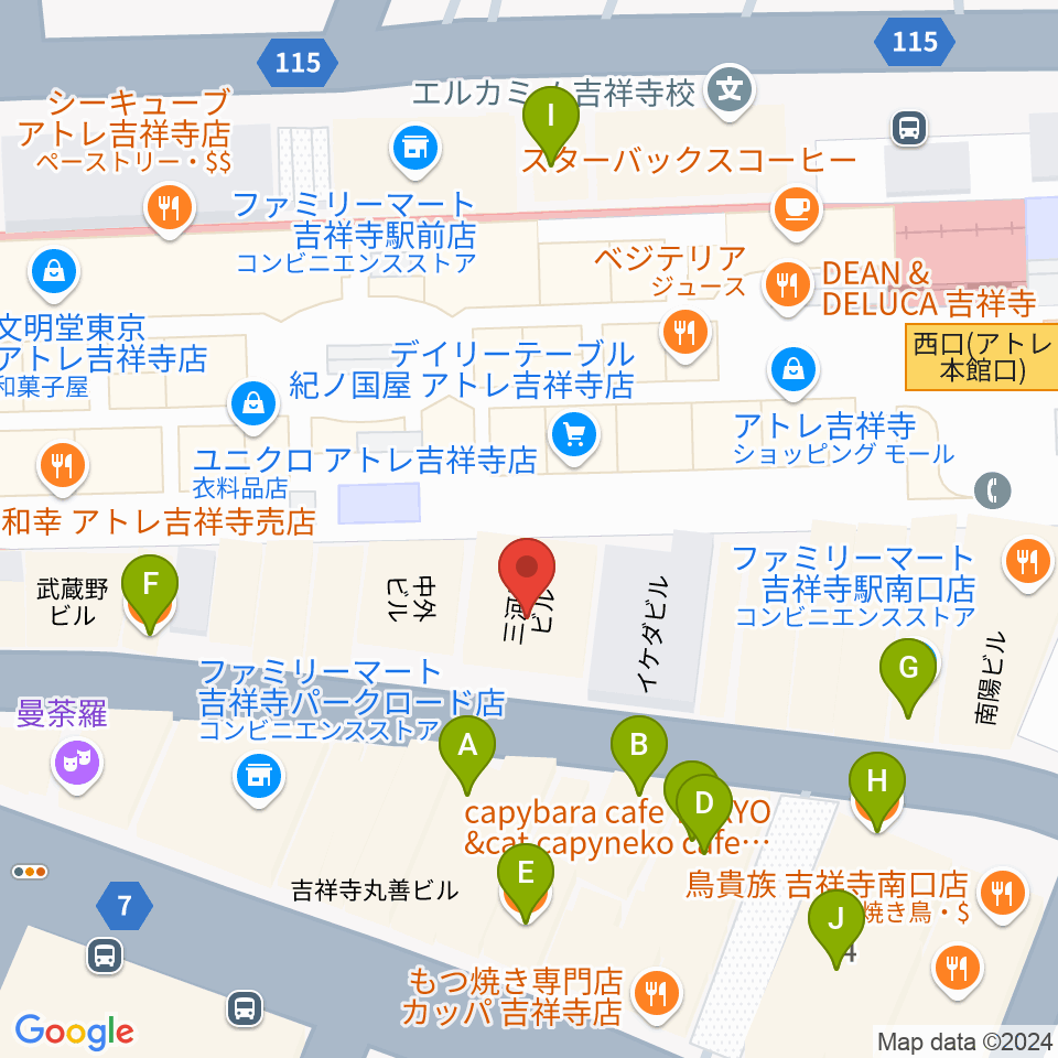 吉祥寺DAYDREAM周辺のカフェ一覧地図