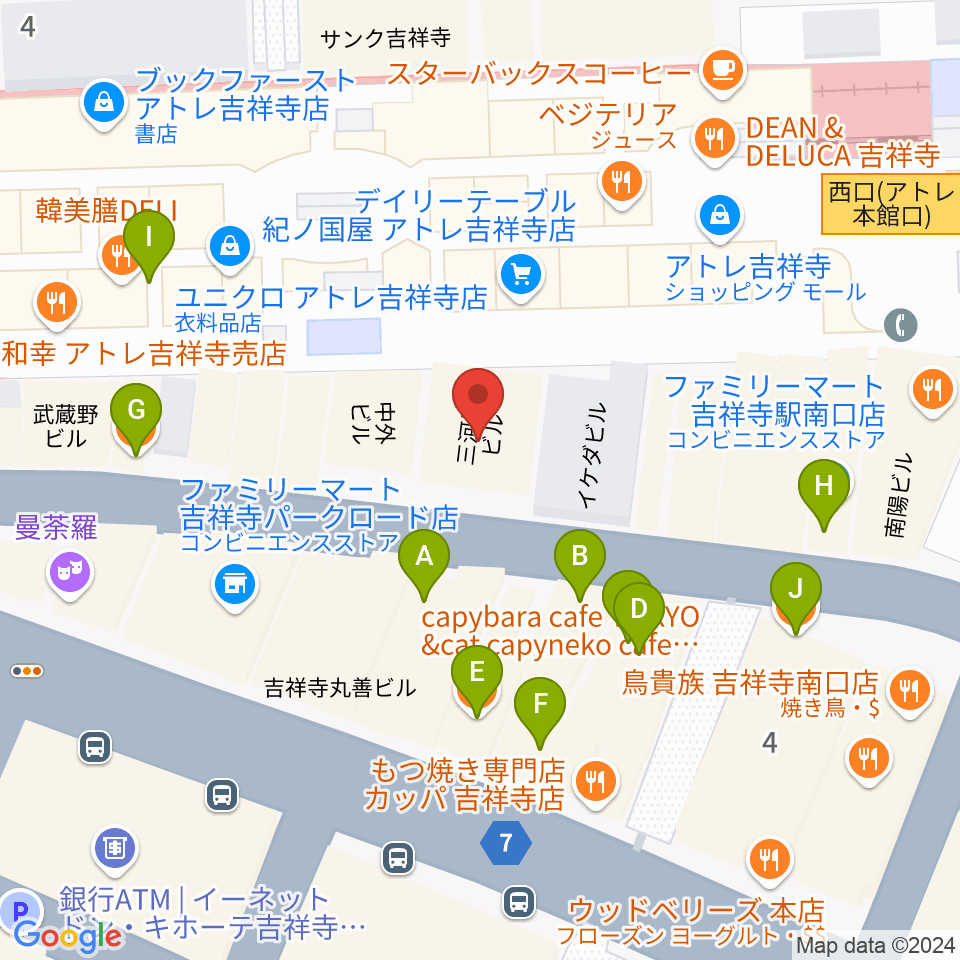 吉祥寺DAYDREAM周辺のカフェ一覧地図