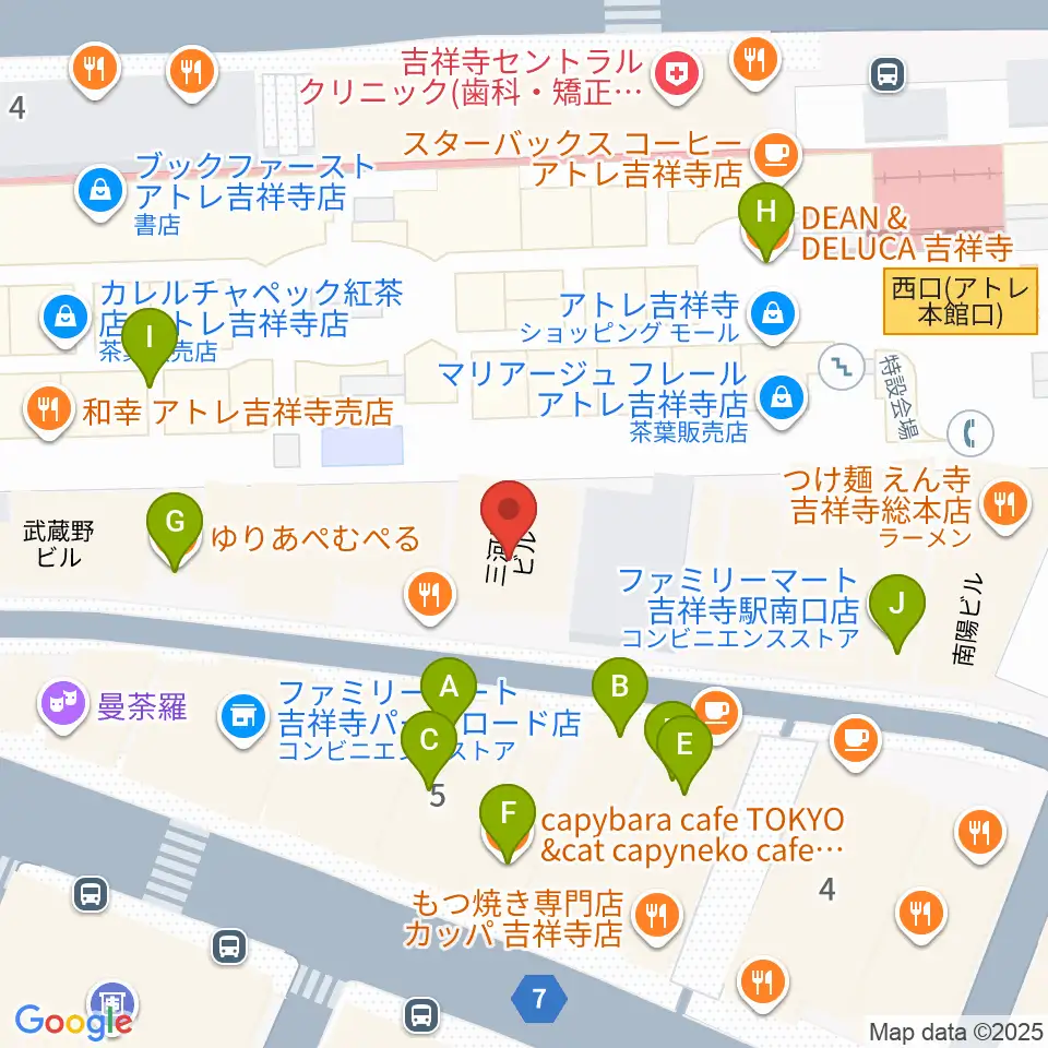 吉祥寺DAYDREAM周辺のカフェ一覧地図
