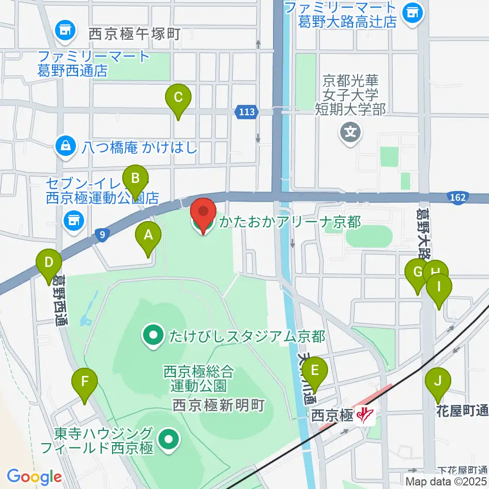 かたおかアリーナ京都周辺のカフェ一覧地図