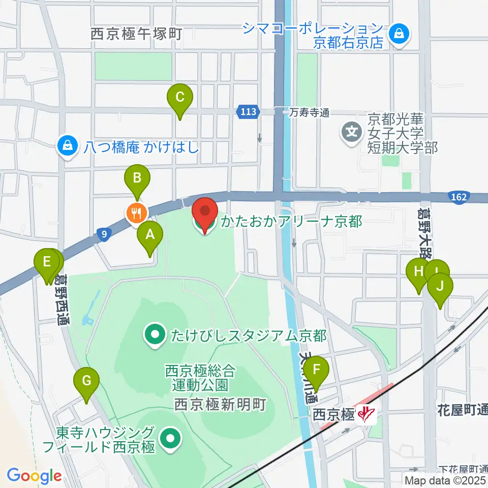 かたおかアリーナ京都周辺のカフェ一覧地図
