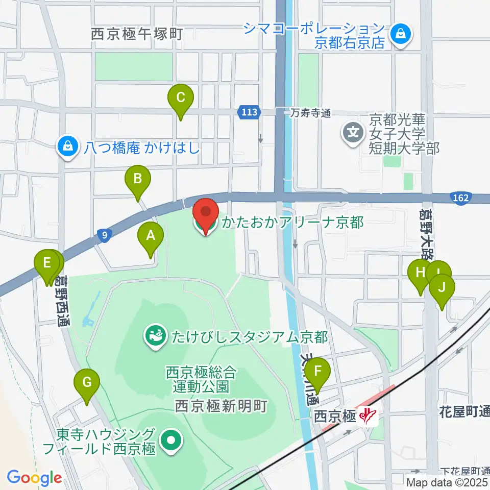 かたおかアリーナ京都周辺のカフェ一覧地図