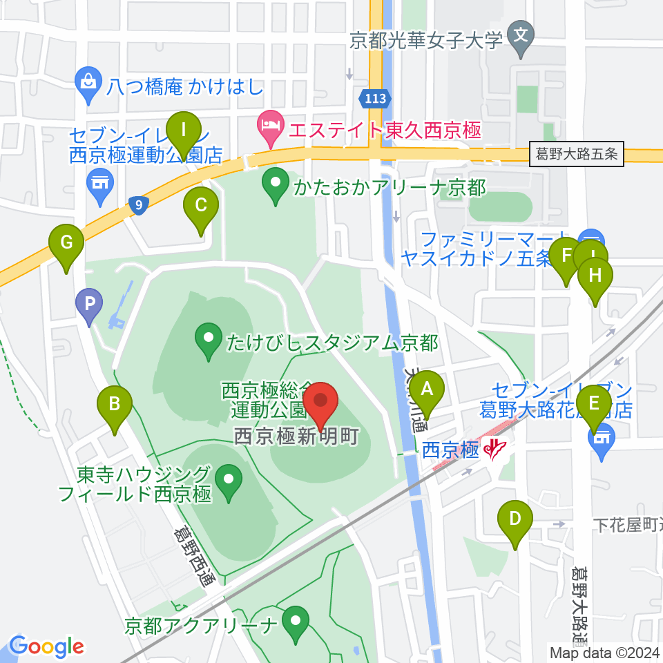 わかさスタジアム京都周辺のカフェ一覧地図