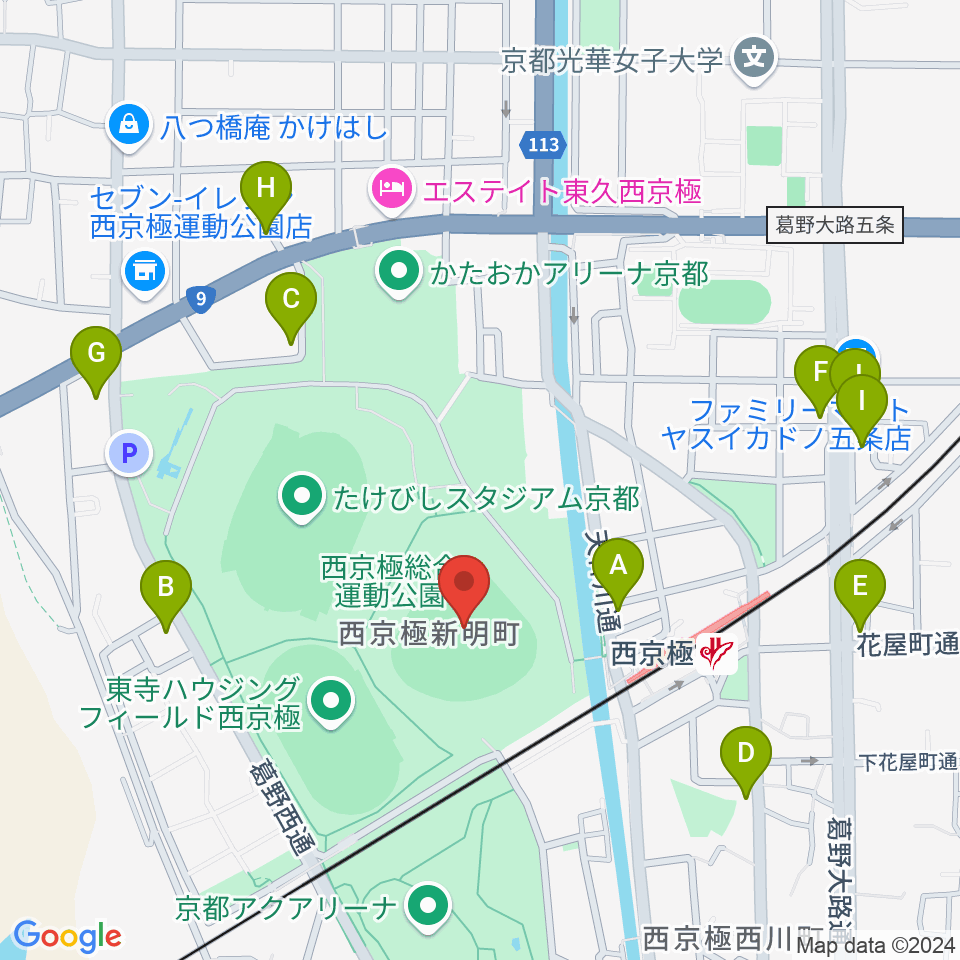 わかさスタジアム京都周辺のカフェ一覧地図