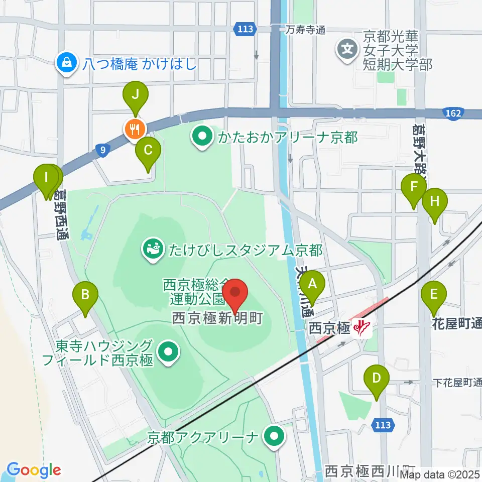 わかさスタジアム京都周辺のカフェ一覧地図