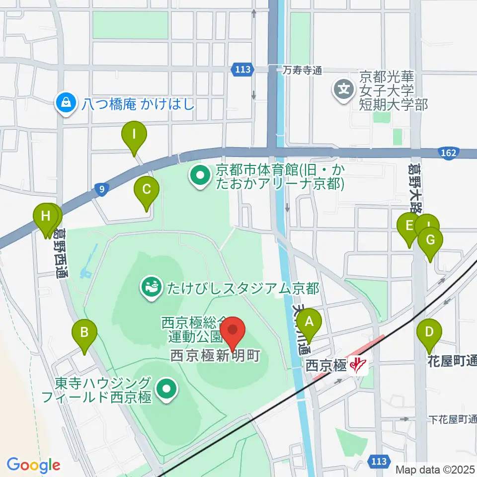 わかさスタジアム京都周辺のカフェ一覧地図