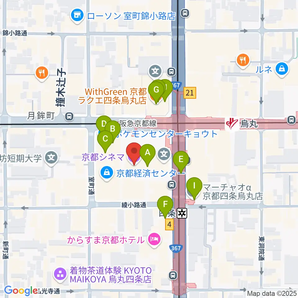 京都シネマ周辺のカフェ一覧地図