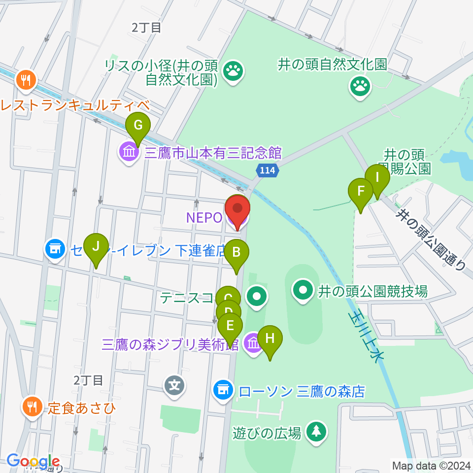 吉祥寺NEPO周辺のカフェ一覧地図