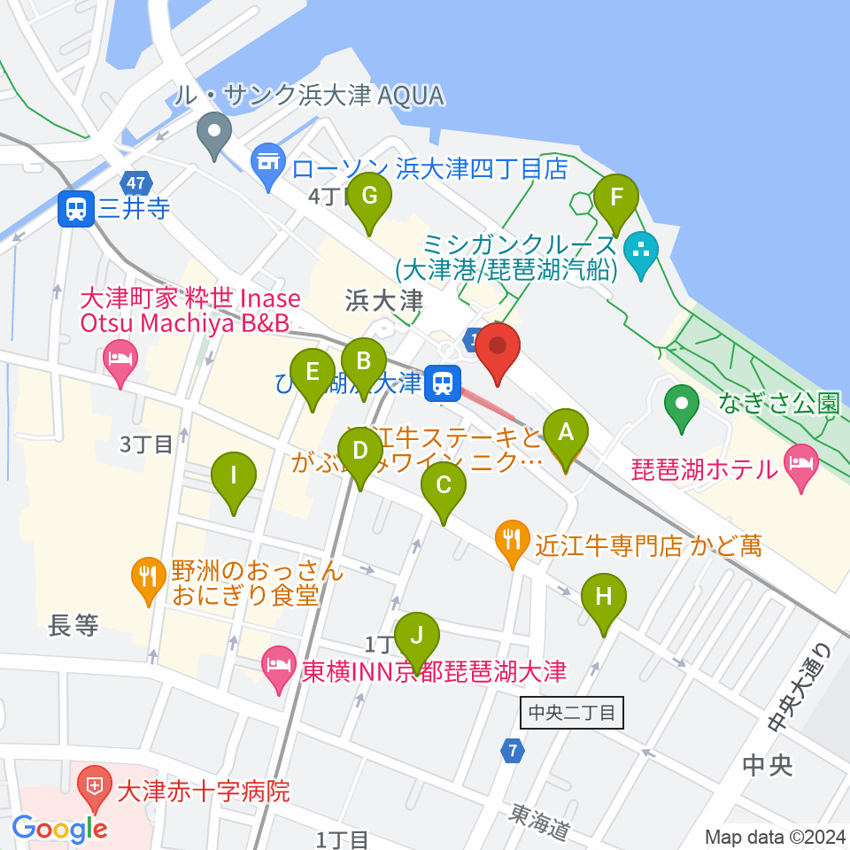 スカイプラザ浜大津周辺のカフェ一覧地図