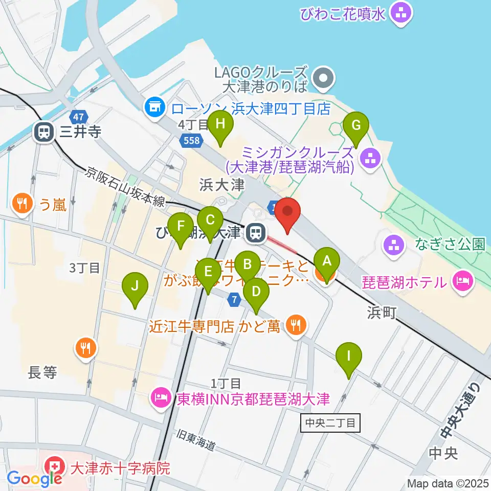 スカイプラザ浜大津周辺のカフェ一覧地図