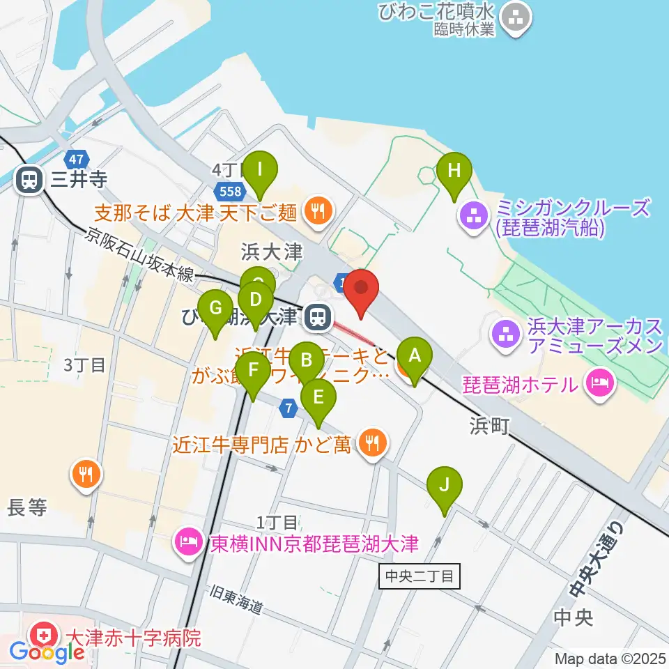 スカイプラザ浜大津周辺のカフェ一覧地図