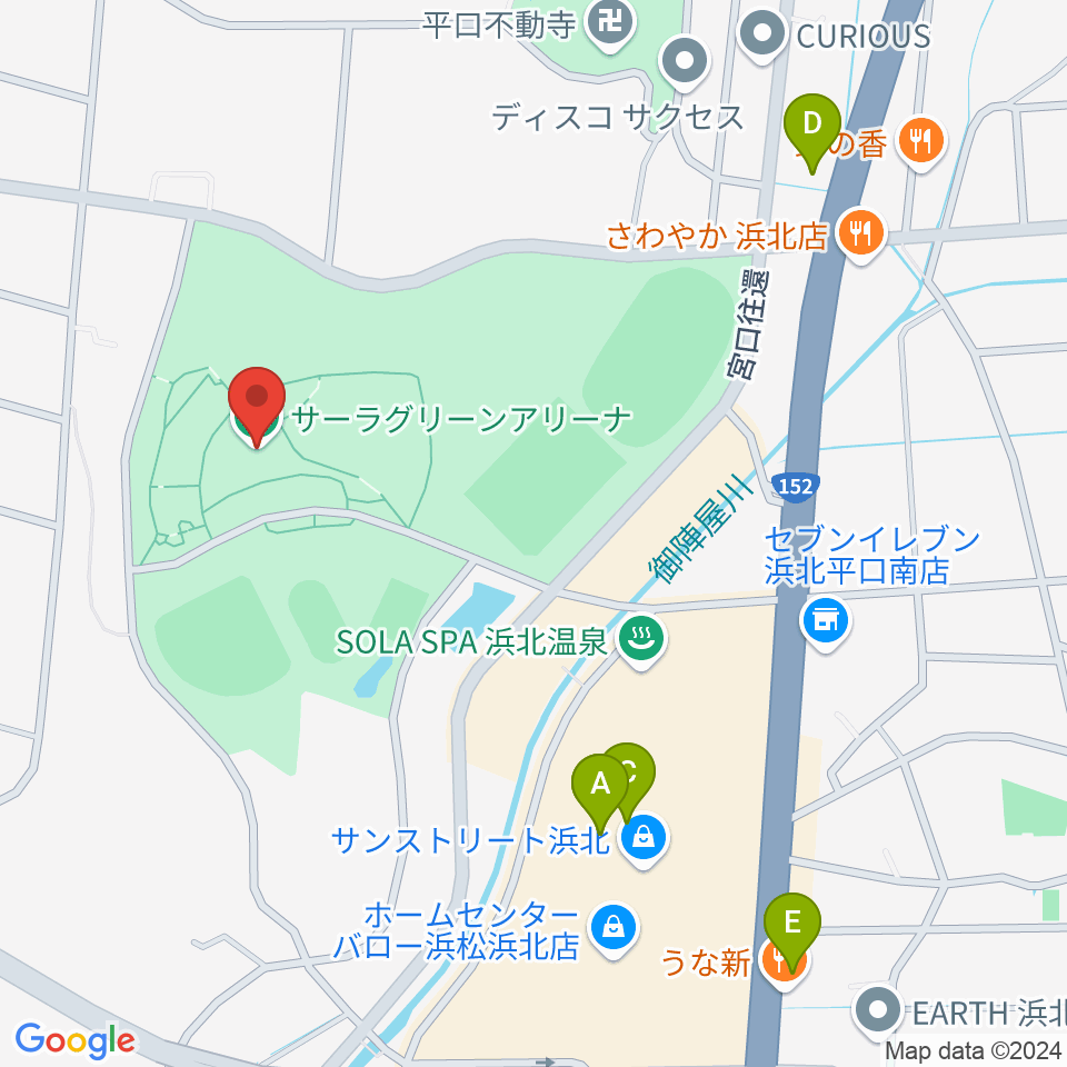 サーラグリーンアリーナ周辺のカフェ一覧地図