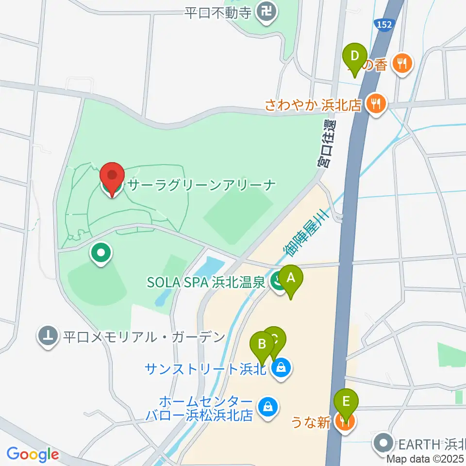 サーラグリーンアリーナ周辺のカフェ一覧地図