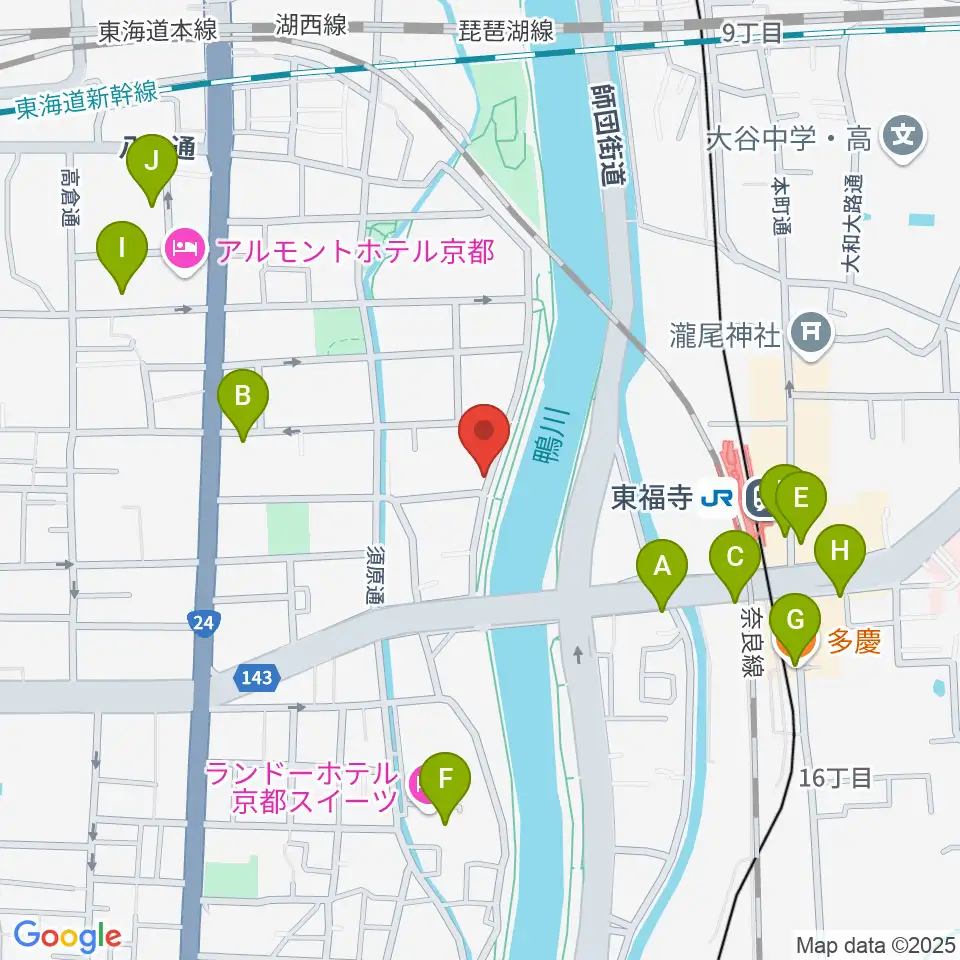 Theatre E9 Kyoto周辺のカフェ一覧地図