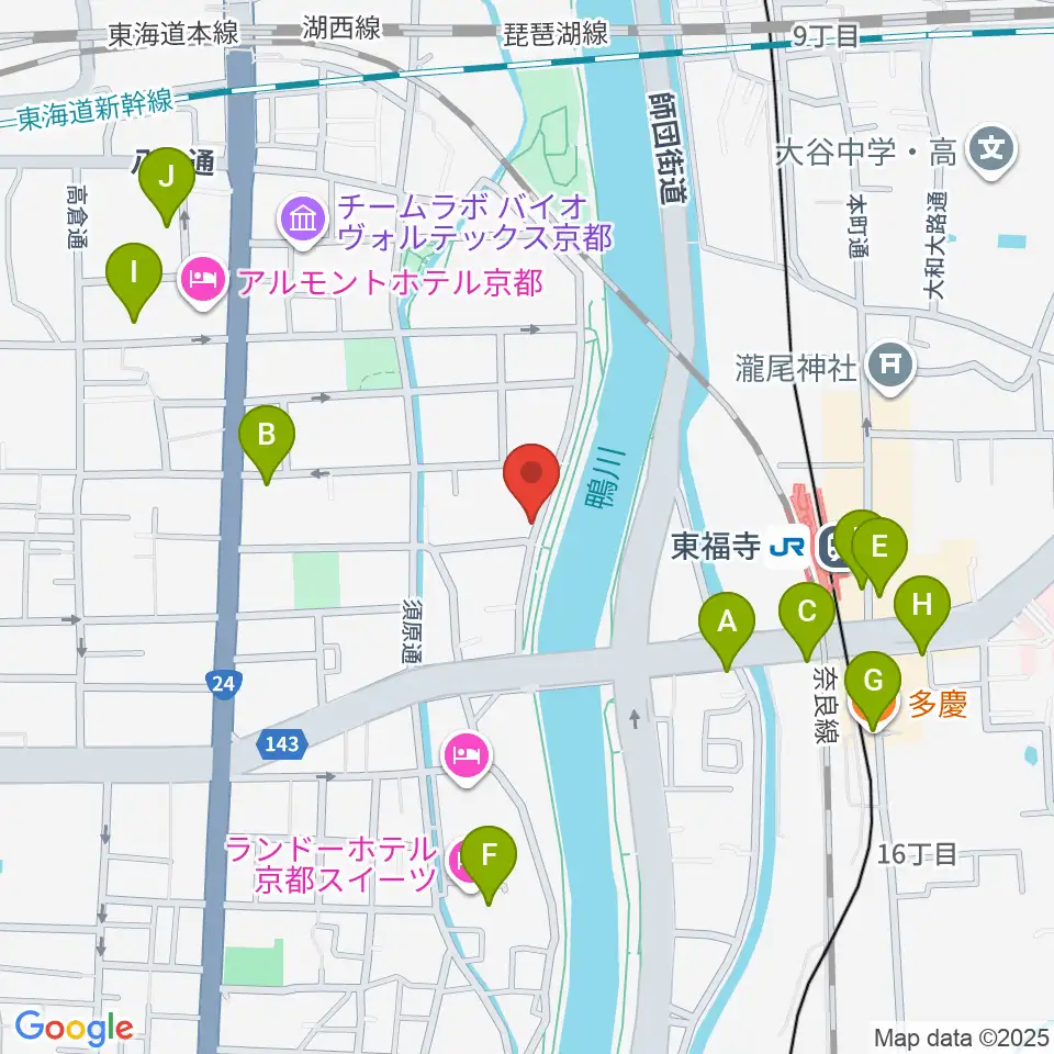Theatre E9 Kyoto周辺のカフェ一覧地図