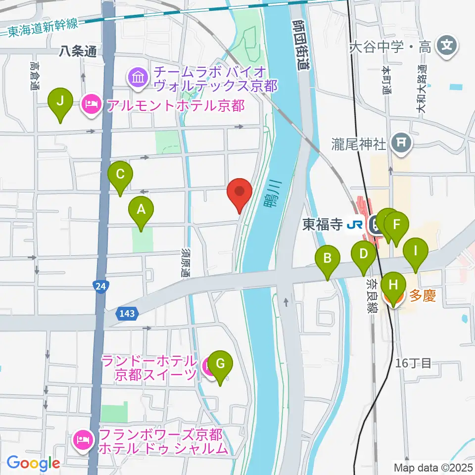Theatre E9 Kyoto周辺のカフェ一覧地図
