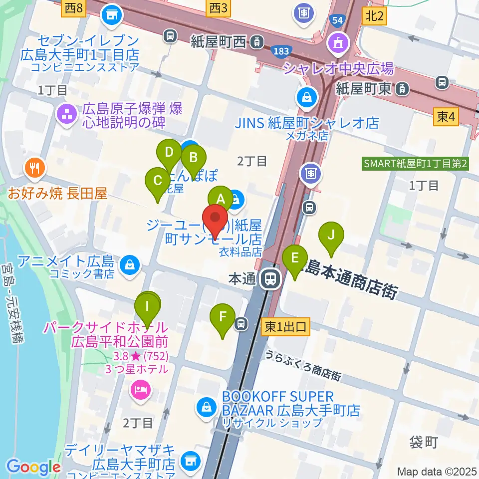広島Yise周辺のカフェ一覧地図
