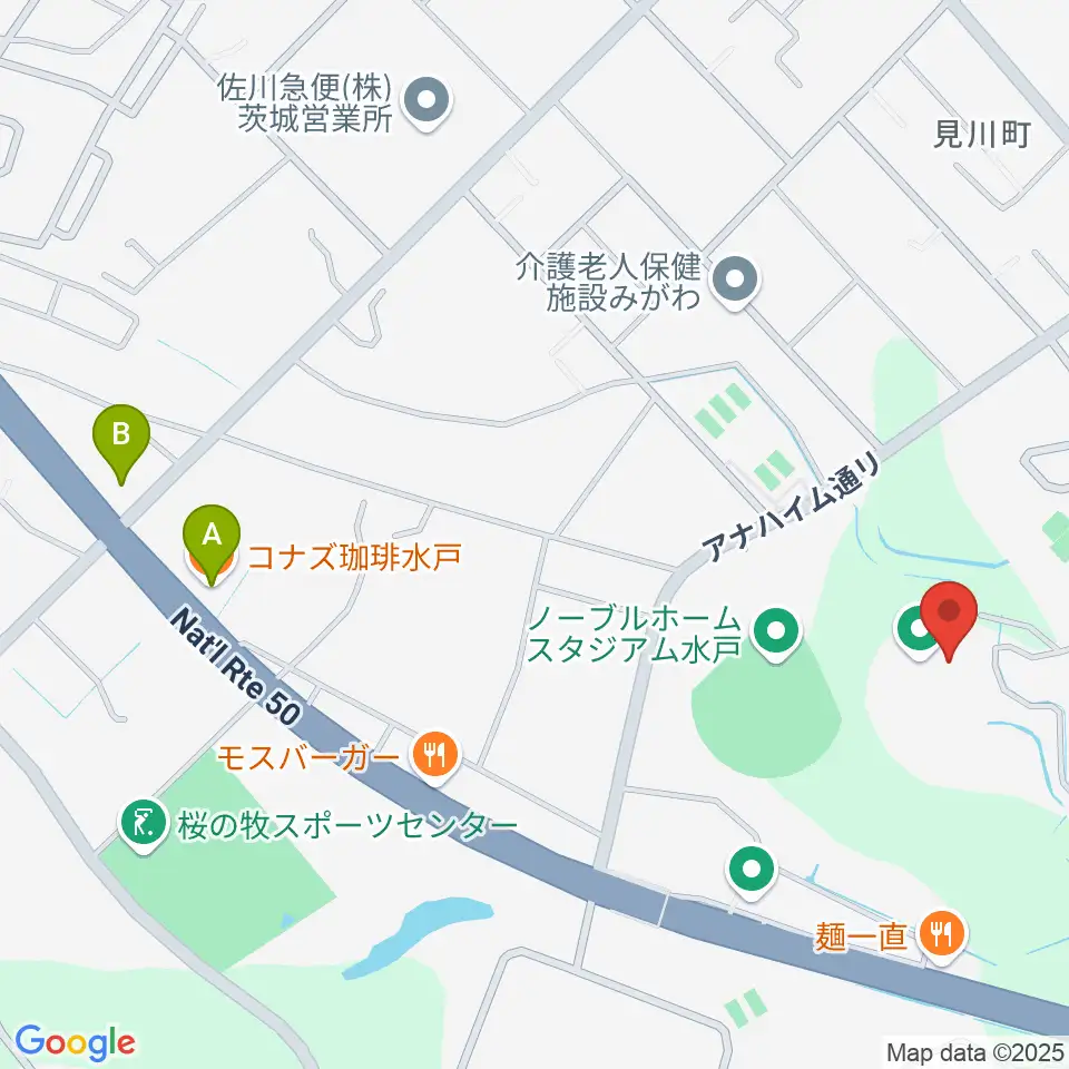 水戸市総合運動公園体育館周辺のカフェ一覧地図