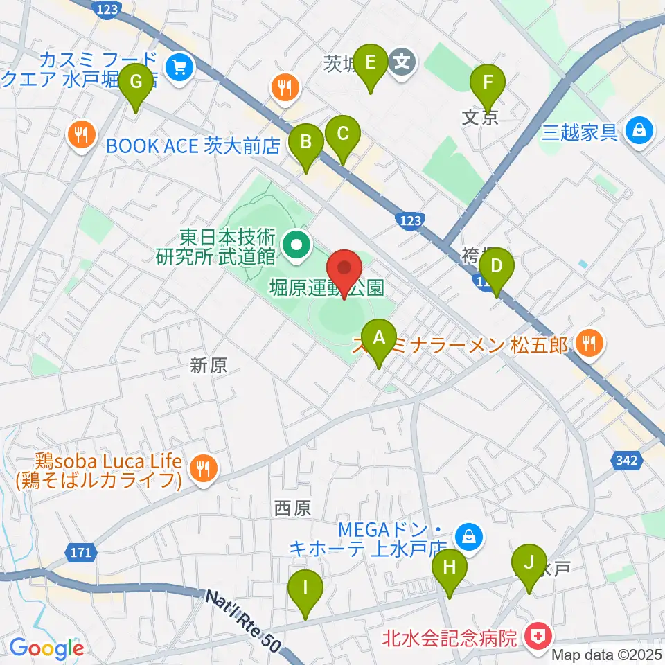 堀原運動公園野球場周辺のカフェ一覧地図
