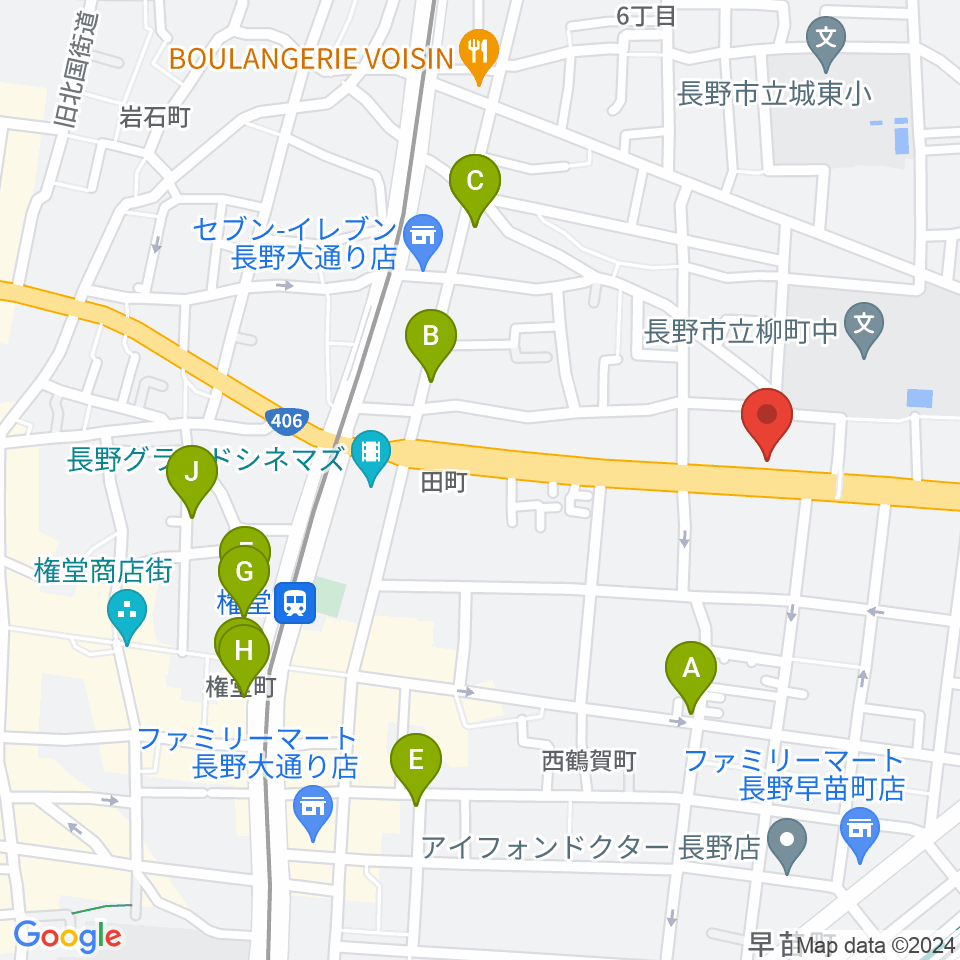 ウインナー楽器周辺のカフェ一覧地図