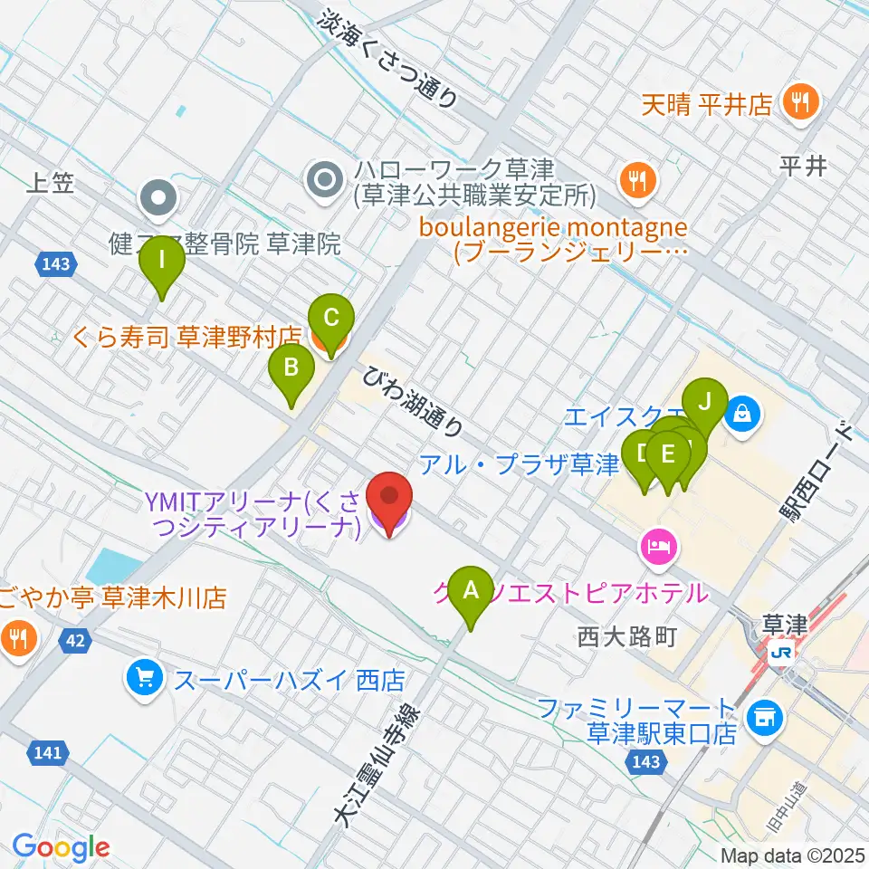 YMITアリーナ周辺のカフェ一覧地図
