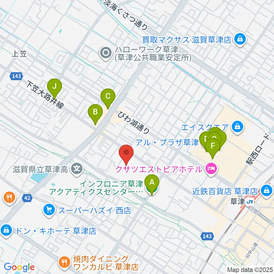YMITアリーナ周辺のカフェ一覧地図