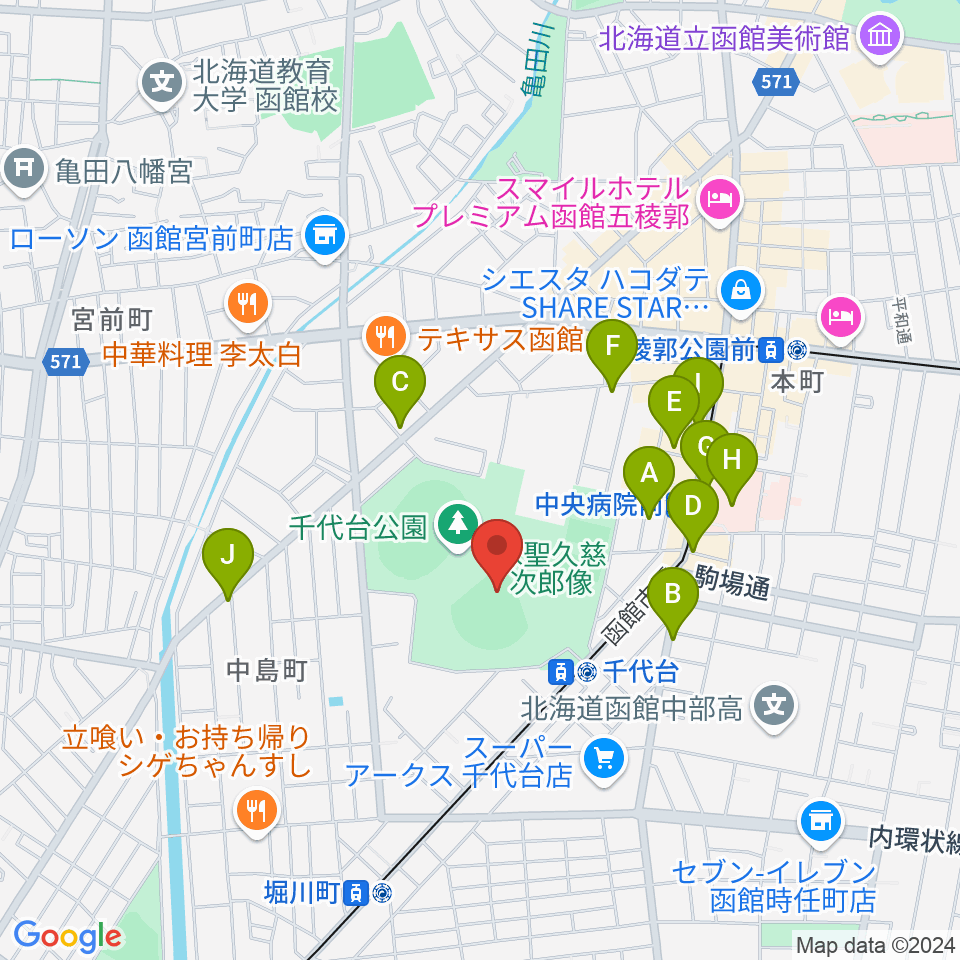 千代台公園野球場 オーシャンスタジアム周辺のカフェ一覧地図