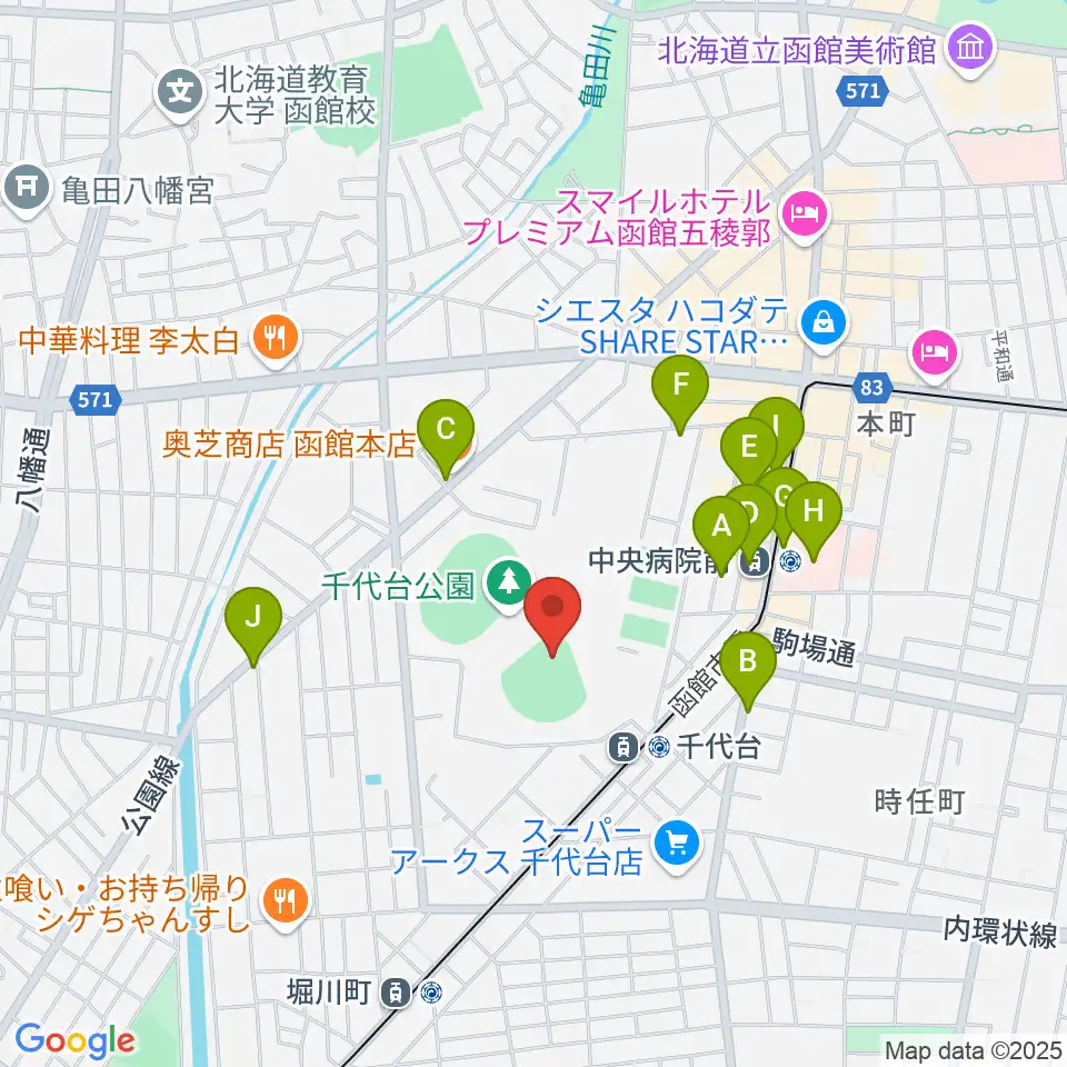 千代台公園野球場 オーシャンスタジアム周辺のカフェ一覧地図