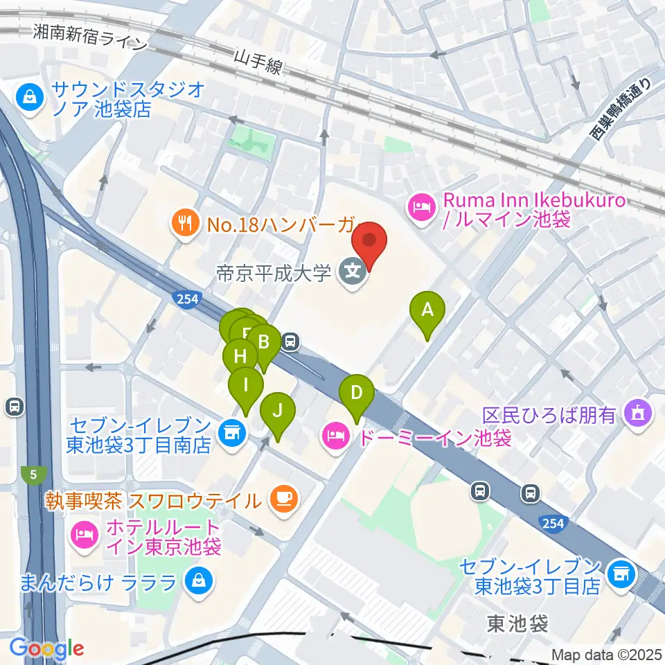 帝京平成大学冲永記念ホール周辺のカフェ一覧地図