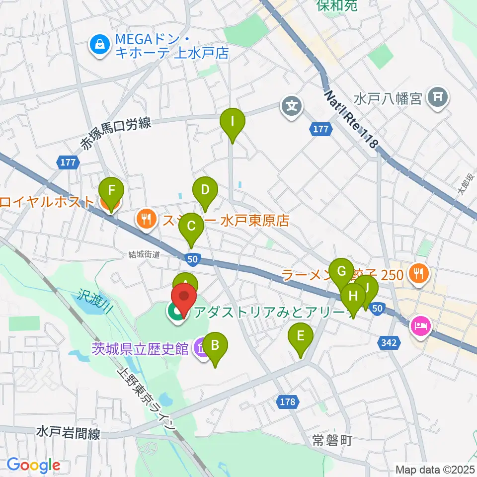アダストリアみとアリーナ周辺のカフェ一覧地図