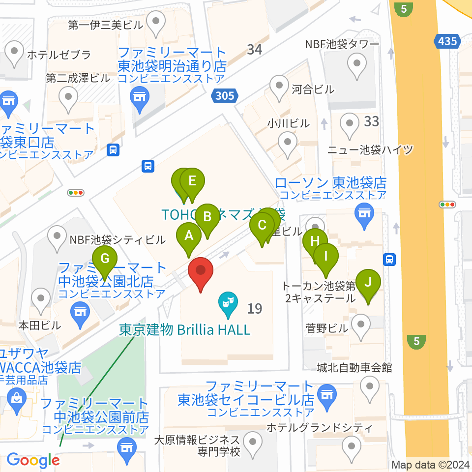 池袋harevutai周辺のカフェ一覧地図