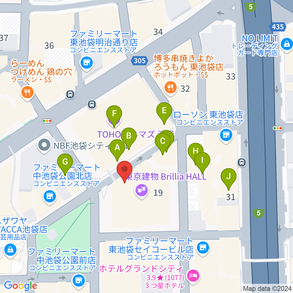 池袋harevutai周辺のカフェ一覧地図